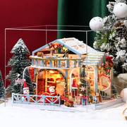 趣益雅diy小屋圣诞雪夜，创意圣诞节男女，情人礼物玩具拼装房子