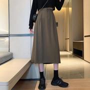 七分半身裙2022韩版气质黑色，裙子半身裙中长款女高腰显瘦