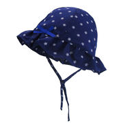 NOABAT儿童帽子春夏季女童遮阳帽短沿棉花边太阳帽水玉点点渔夫帽
