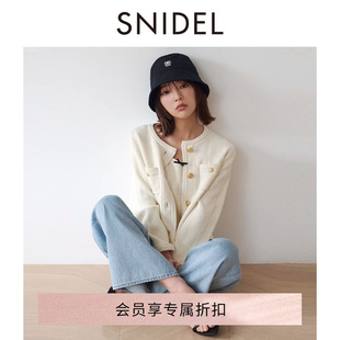 snidel2024春夏时髦小香风，单排扣圆领针织，开衫外套swnj241118