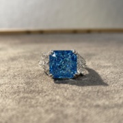 培育高碳钻S925纯银深海蓝宝戒指女满钻豪镶原创设计戒指