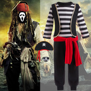 万圣节儿童服装男童杰克船长，cosplay化妆舞会表演服海盗船长套装