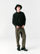 fngised日系复古黑色衬衫，多口袋原创设计流行长袖衬衣休闲尖领款