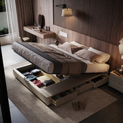 无床头床现代简约储物高箱实木榻榻米双人1.8米小户型皮床双人床