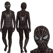 蜘蛛侠紧身衣黑色蜘蛛连体衣小男，孩童蜘蛛图案的衣服大成人紧身衣