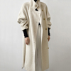 韩版廓形斜襟羊毛宽松100%双面，羊绒大衣女，秋冬宽松长款毛呢外套