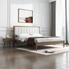 现代简约白蜡木全实木床1.8米双人床日式主卧床小户型真皮软包床
