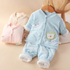 婴儿衣服秋装冬季宝宝分体套装加棉两件套男女宝小孩三四六12个月