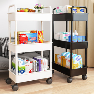 可移动置物架落地儿童玩具收纳架家用零食小推车简易阅读书柜
