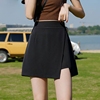 黑色西装半身裙女2024夏季不规则，a字裙气质显瘦开叉高腰短裙