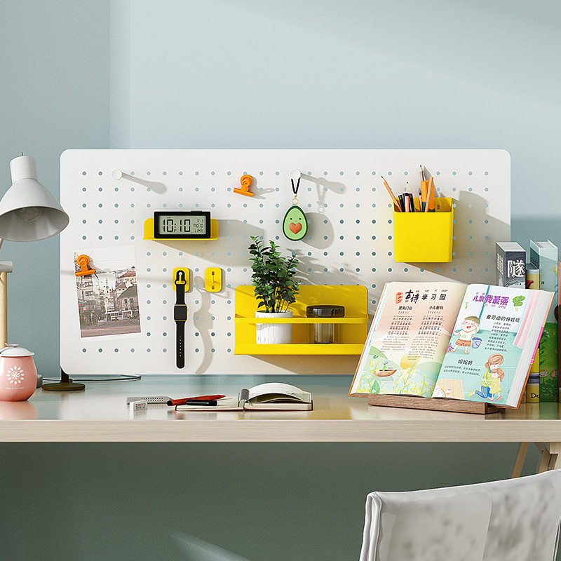 桌面洞洞板置物架可立办公室书架，书桌收纳桌上免打孔装饰隔板创意