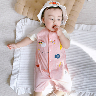 婴儿夏装连体衣服女宝宝睡衣男短袖纯棉薄款可爱夏天超萌洋气套装