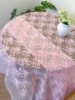 W12粉色欧根纱玻璃纱棉线碎花刺绣蕾丝面料布料桌布拍摄布宽1.2米