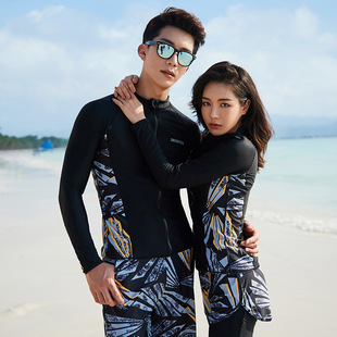 2023情侣潜水衣，韩国男女潜水服防晒长袖黑色，拉链游泳衣水母衣