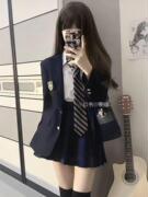 jk制服学院风可爱少女衬衣西装，外套高腰百褶裙减龄三件套装ins风