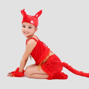 六一儿童红狐狸演出服幼儿园小动物表演服饰女孩卡通舞蹈舞台服装