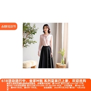 丽新折扣女装 M魅系列25春装老品牌大码高端飘带领花朵雪纺衫样衣