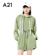 A21女装纯色休闲连帽套装女长袖卫衣运动套装ins潮