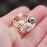 戒指女欧美装饰珍珠锆石，夸张食指环戒子，女式潮人镀18k玫瑰金