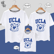 UCLA美国名校纪念一家三口四口亲子装T恤短袖男女半袖衫全家衣服