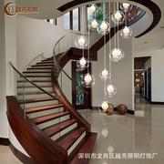 现代简约楼梯间吊灯个性玻璃圆球，艺术客厅别墅复式楼旋转楼梯吊灯