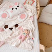 粉色兔子儿童超柔软纯棉，针织夏凉被宝宝幼儿园，午睡全棉空调小被子