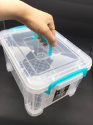 透明塑料手提箱加厚带把手衣物收纳箱玩具整理分类箱便携带盖箱子