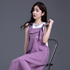 紫色牛仔背带裙女2024夏季今年流行时尚连衣裙小个子a字长裙
