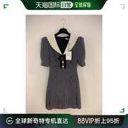 香港直邮ALESSANDRA RICH 女士条纹真丝短袖连衣裙
