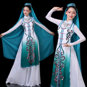 回族舞蹈演出服民族风，套装成人少数民族服装女回族舞蹈大摆裙