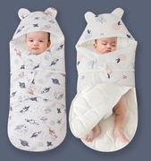 新生婴儿抱被防惊跳睡袋襁褓 秋冬纯棉厚款包被初生宝宝外出用品