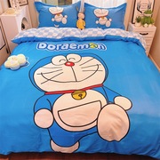 哆啦a梦四件套床单被套儿童，卡通床上用品三件套叮当猫男孩1.5床笠