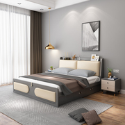 北欧储物床卧室双人床婚床小户型简约现代床收纳高箱床板式床家具