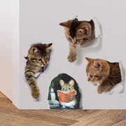 房间墙角贴画视觉3d立体墙贴可爱猫咪老鼠，墙壁角落贴纸装饰小图案