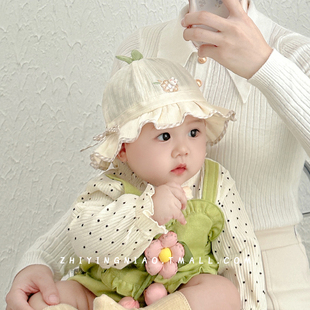 婴儿帽子春秋季薄款渔夫帽夏季婴幼儿，遮阳防晒帽女宝宝外出太阳帽