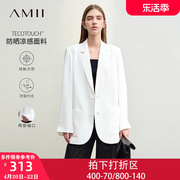 amii小西装外套女2024春季名媛高级感西服，黑色职业修身中长款