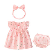 婴儿裙子套装夏款女宝宝纯棉连衣裙3-6个月1岁儿童公主两件套薄款