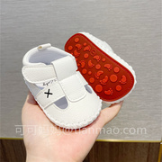 春夏0-1岁宝宝8个月七八九个月婴儿学步鞋软底防滑包头不掉跟凉鞋