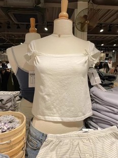 bm大领口无袖，t恤夏季白色性感，百搭显瘦纯棉女士短袖上衣