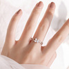 s925纯银四叶草树叶开口指环，网红个性时尚，女戒指尾戒可调节礼物