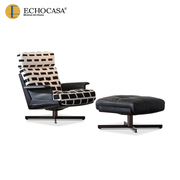 ECHOCASA 意式极简客厅旋转沙发椅单人沙发躺椅卧室休闲椅阅读椅