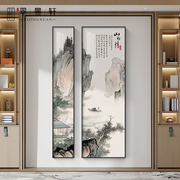 新中式大气山水情创意玄关装饰画双联入户走廊过道书房背景墙挂画
