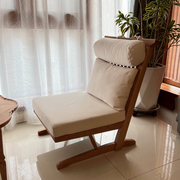 北欧实木沙发现代简约小户型，单人休闲沙发客厅，布艺组合日式樱桃木