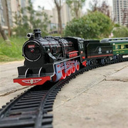 奋发蒸汽机车套装仿真铁轨小火车，模型玩具电动轨道，车红皮绿皮火c
