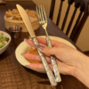 老板娘自用轻奢款创意岩石纹牛排叉套装304不锈钢西餐餐具