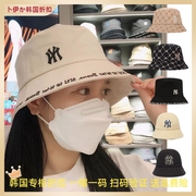 韩国mlb帽子ny洋基队渔夫帽，遮阳防晒休闲男女同款梵文沿字母盆帽