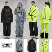 2223romp韩国滑雪服防水防风上衣，荧光黄色白色荧光绿色单板双板裤