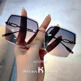 海伦凯勒墨镜女士2024年夏季防紫外线，大框渐变太阳眼镜大脸高级感