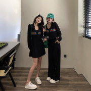 张大人大码女装胖妹妹mm显瘦小黑裙气质连衣裙闺蜜套装两件套春装