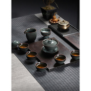 定制青瓷功夫茶具套装泡茶三才盖碗茶杯茶壶整套龙泉冰裂陶瓷复古